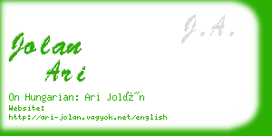 jolan ari business card